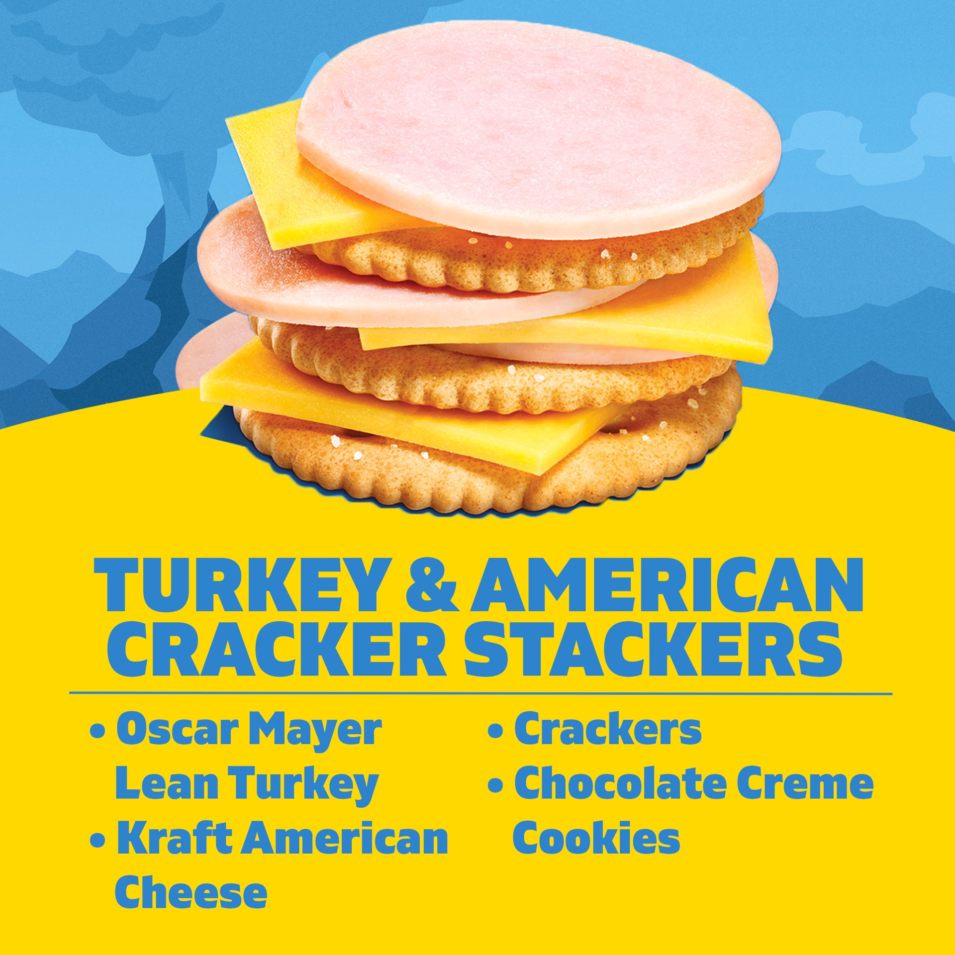 slide 4 of 5, Lunchables Turkey & American Cracker Stackers with Chocolate Creme Cookies, 3.2 oz Tray, 3.2 oz