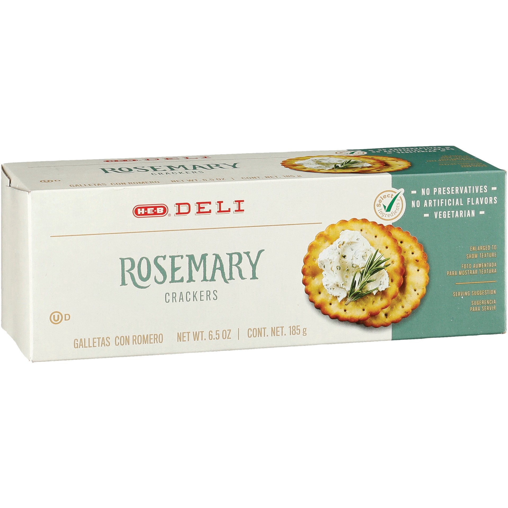 slide 1 of 1, H-E-B Deli Rosemary Crackers, 6.5 oz