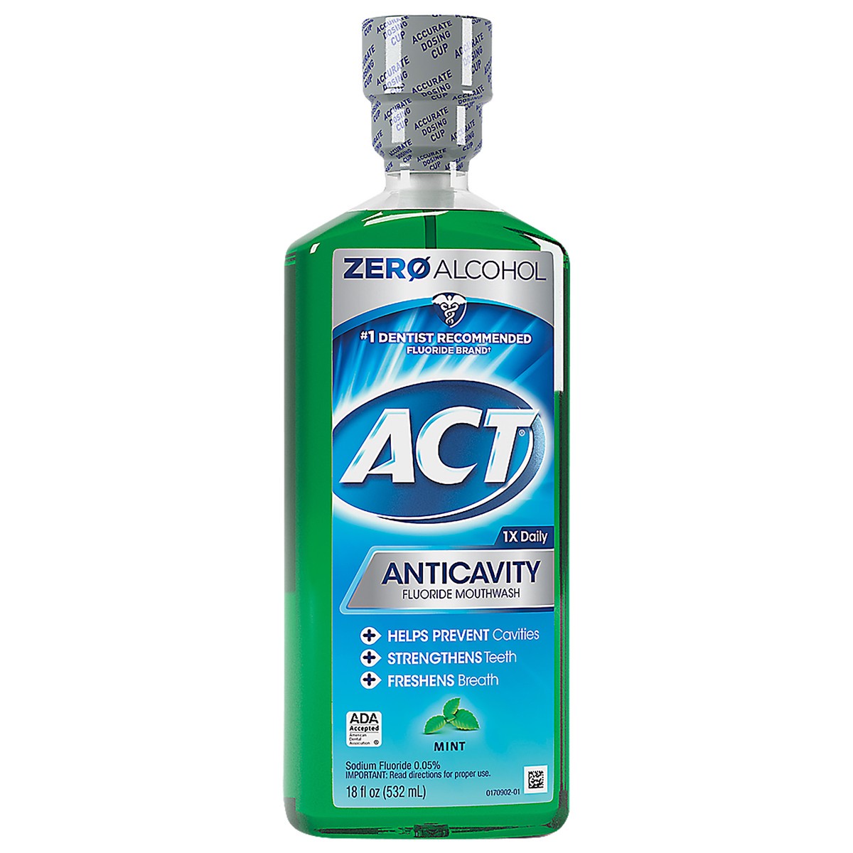 slide 2 of 7, ACT Mint Fluoride Rinse, 18 oz