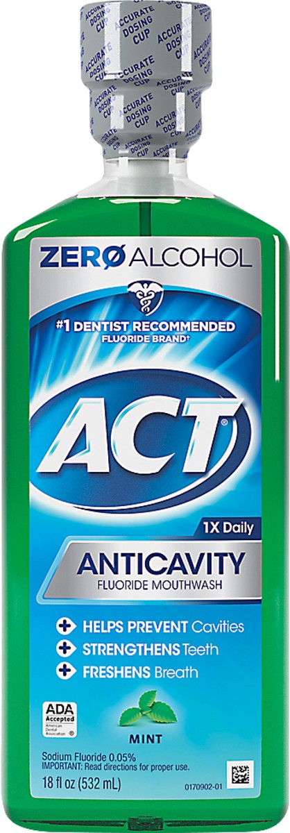 slide 6 of 7, ACT Mint Fluoride Rinse, 18 oz