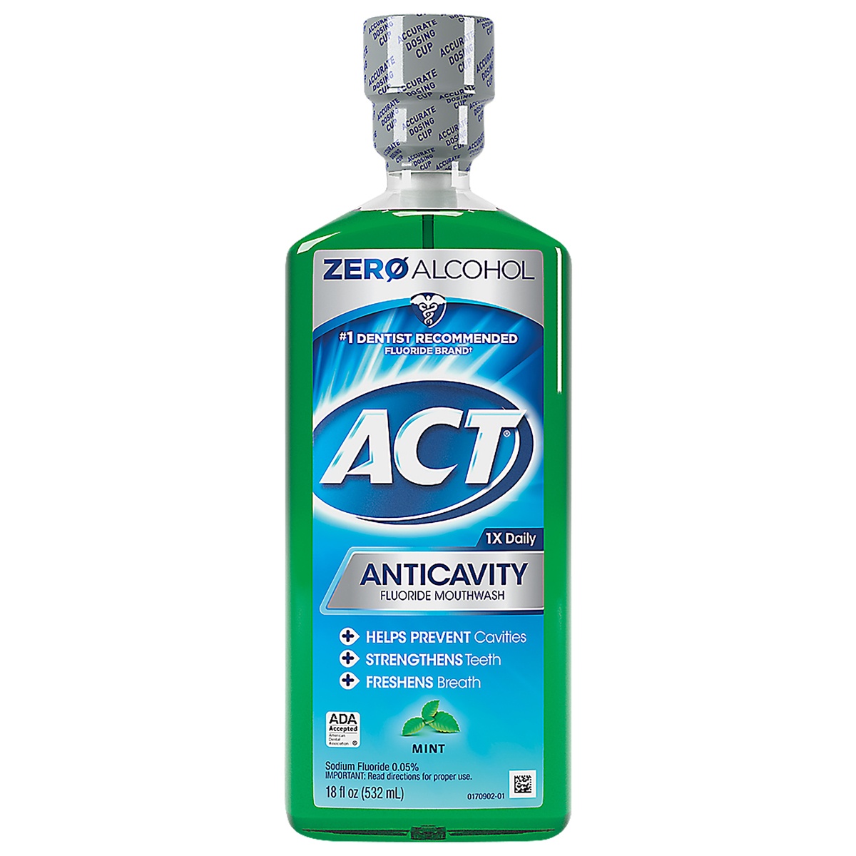 slide 1 of 7, ACT Mint Fluoride Rinse, 18 oz