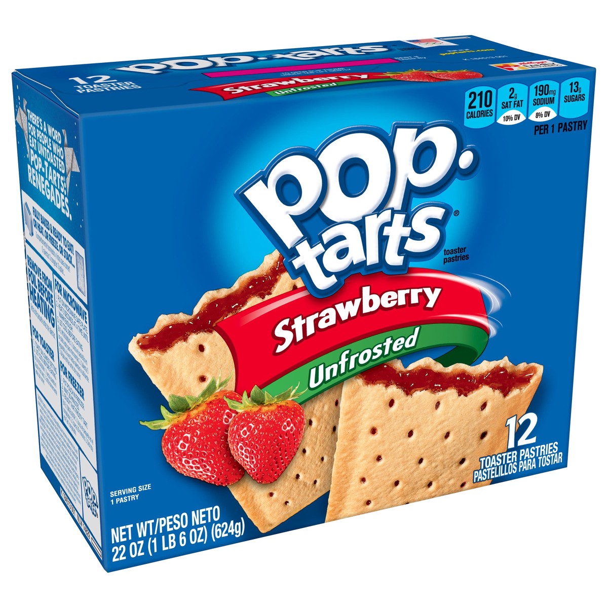 slide 2 of 10, Pop-Tarts Unfrosted Strawberry Toaster Pastries, 22 oz