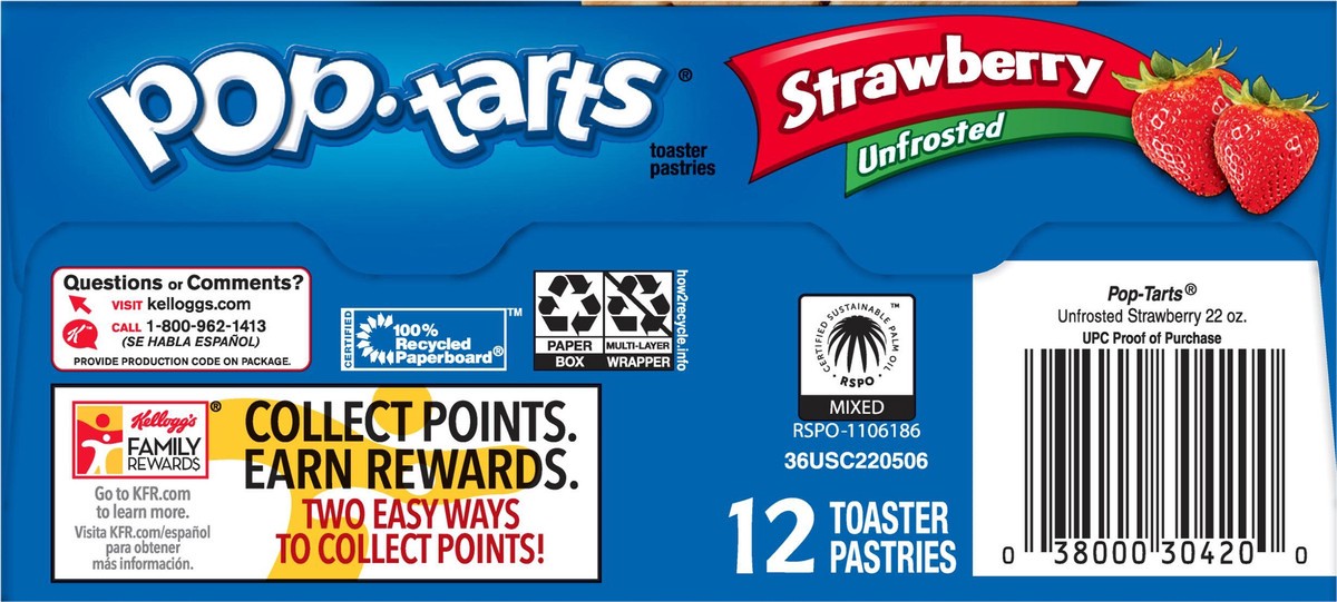 slide 7 of 10, Pop-Tarts Unfrosted Strawberry Toaster Pastries, 22 oz