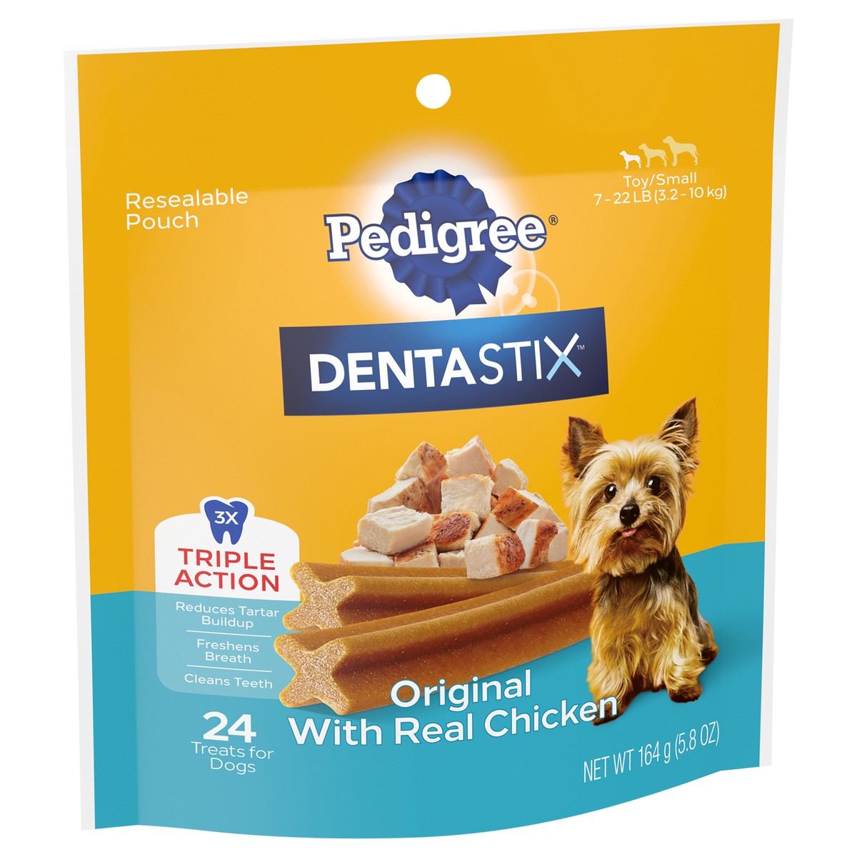 slide 4 of 14, Pedigree Dentastix Original Adult Toy/Small Dog Dental Chew Dog Treats Chicken Flavor, 24 ct / 5.8 oz, 24 ct