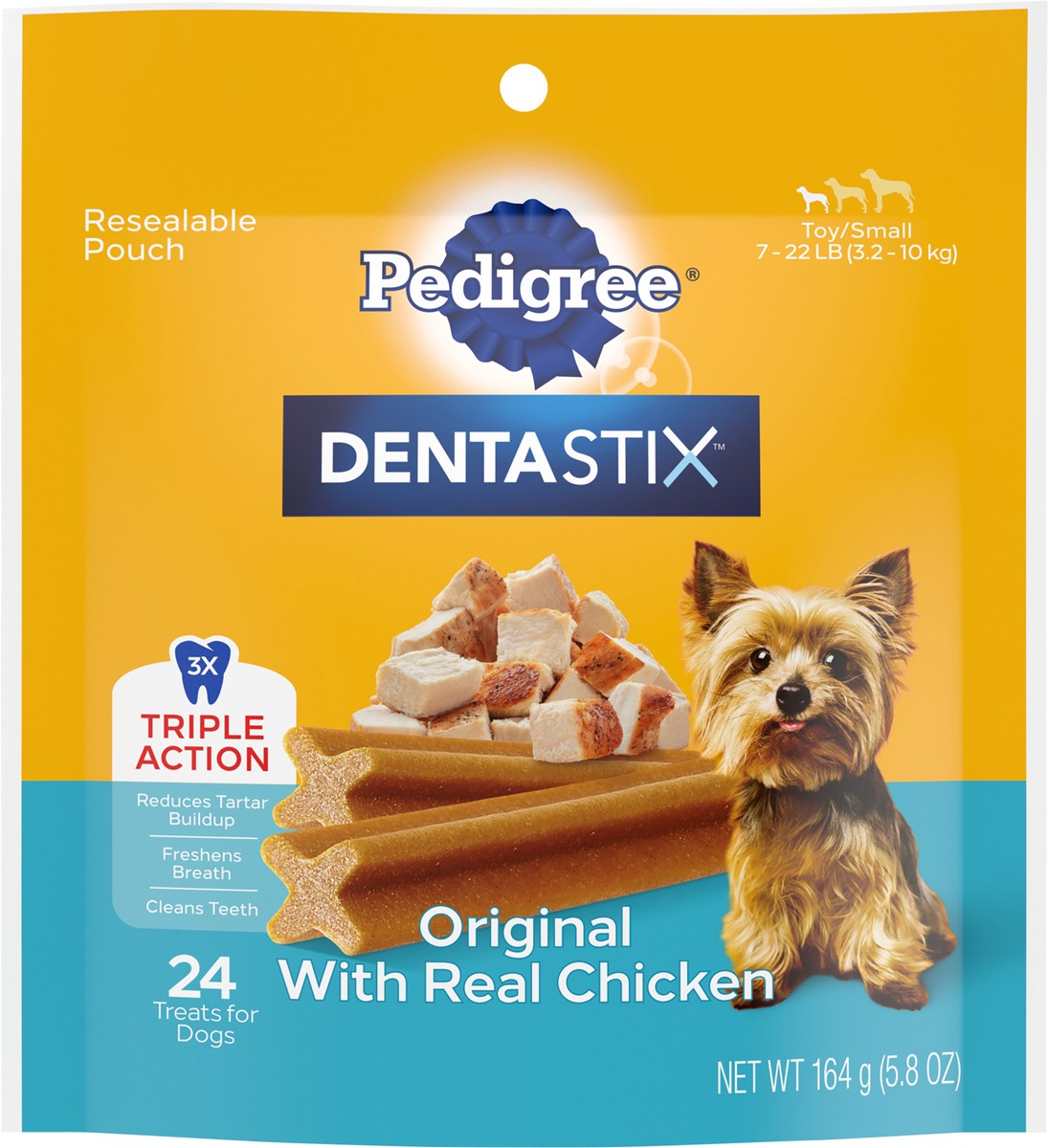 slide 12 of 14, Pedigree Dentastix Original Adult Toy/Small Dog Dental Chew Dog Treats Chicken Flavor, 24 ct / 5.8 oz, 24 ct