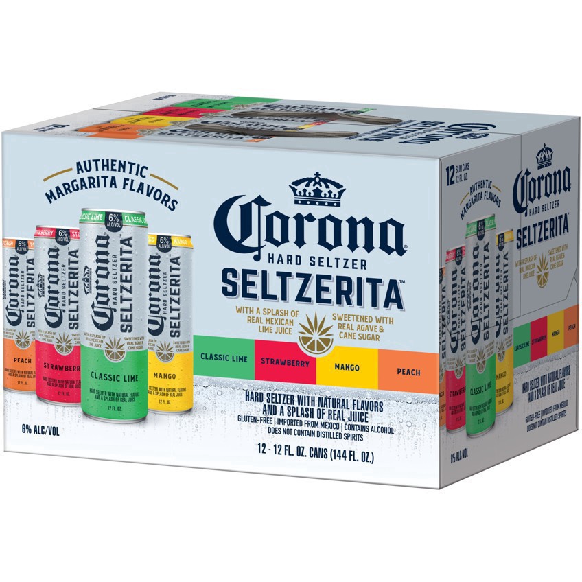 slide 49 of 53, Corona Hard Seltzer Seltzerita Gluten Free Variety Pack Spiked Sparkling Water, 12 pk 12 fl oz Cans, 6.0% ABV, 12 oz
