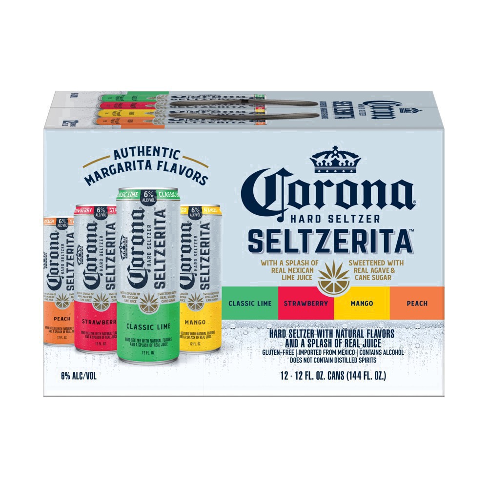 slide 6 of 53, Corona Hard Seltzer Seltzerita Gluten Free Variety Pack Spiked Sparkling Water, 12 pk 12 fl oz Cans, 6.0% ABV, 12 oz