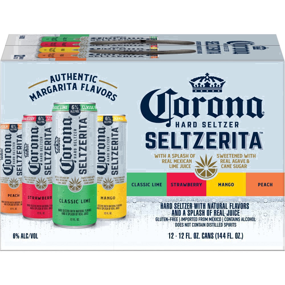 slide 47 of 53, Corona Hard Seltzer Seltzerita Gluten Free Variety Pack Spiked Sparkling Water, 12 pk 12 fl oz Cans, 6.0% ABV, 12 oz