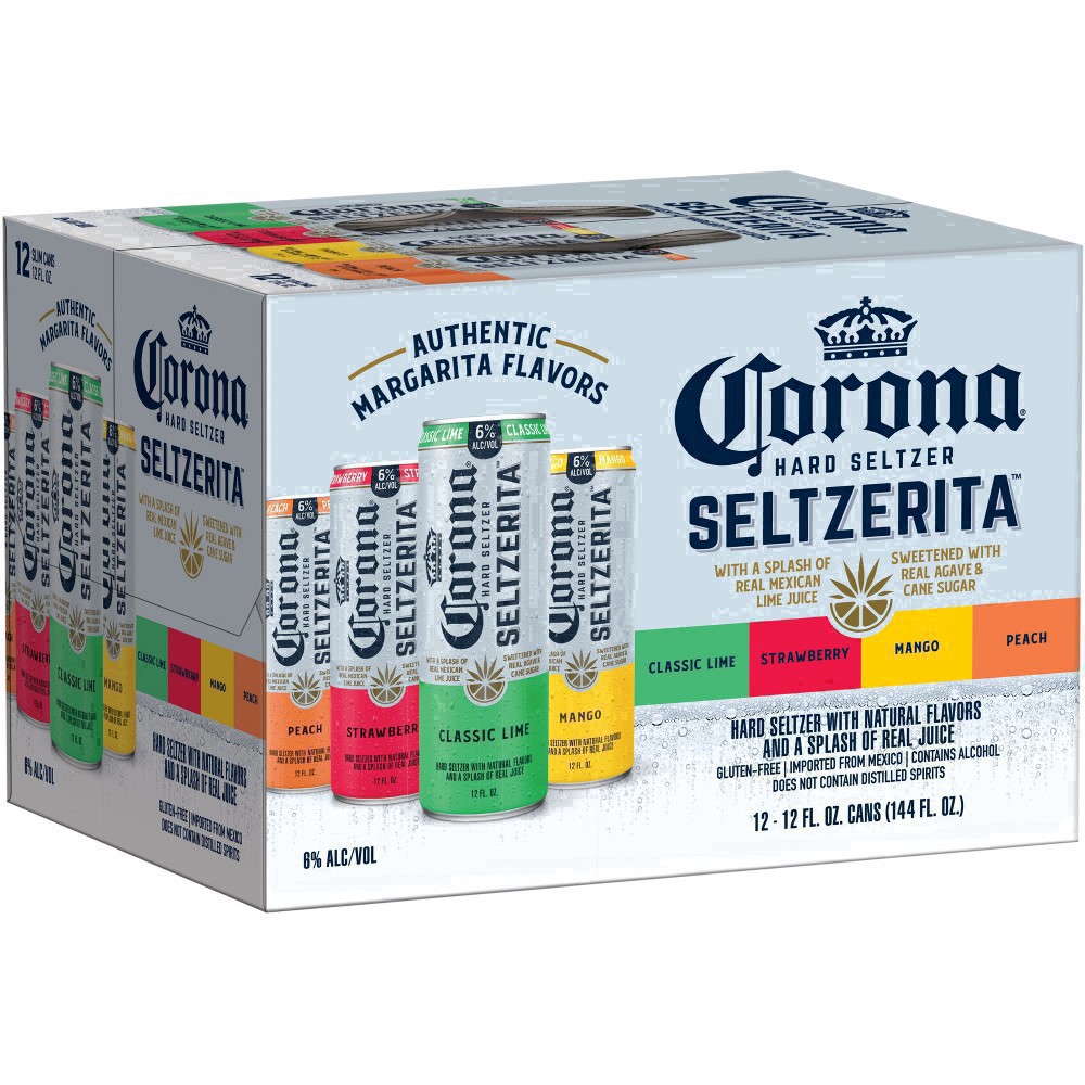 slide 53 of 53, Corona Hard Seltzer Seltzerita Gluten Free Variety Pack Spiked Sparkling Water, 12 pk 12 fl oz Cans, 6.0% ABV, 12 oz