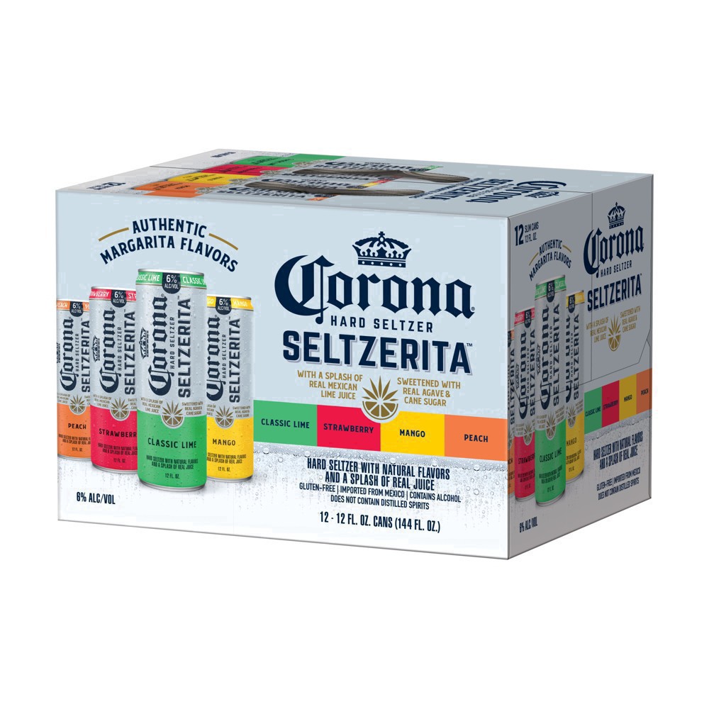 slide 44 of 53, Corona Hard Seltzer Seltzerita Gluten Free Variety Pack Spiked Sparkling Water, 12 pk 12 fl oz Cans, 6.0% ABV, 12 oz
