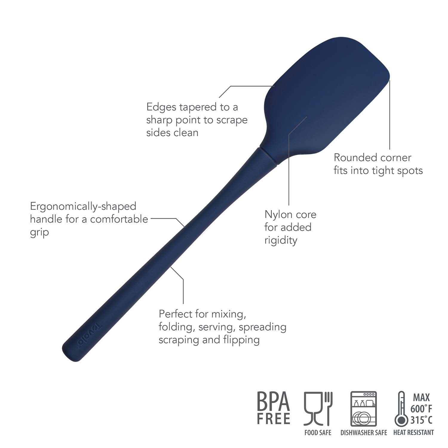 slide 1 of 1, Sur La Table Flex-Core Silicone Spatula , Deep Indigo, 1 ct