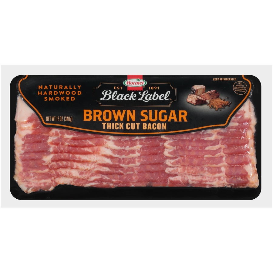 slide 1 of 6, Hormel Black Label Thick Cut Brown Sugar Bacon, 12 oz