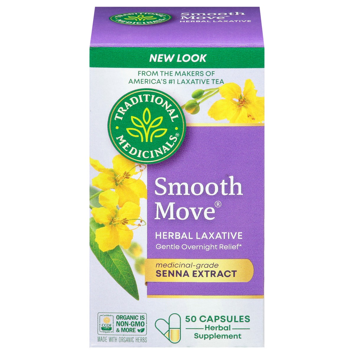 slide 1 of 14, Traditional Medicinals Capsules Smooth Move Herbal Laxative 50 ea, 50 ct