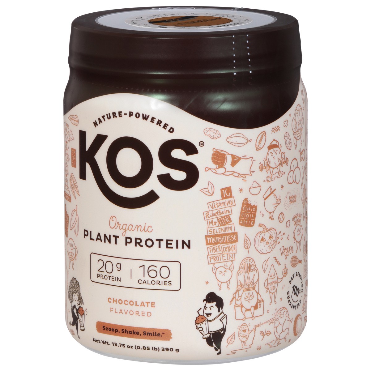 slide 6 of 9, KOS Organic Chocolate Flavored Plant Protein 13.75 oz, 13.75 oz