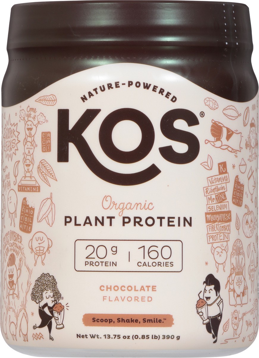 slide 9 of 9, KOS Organic Chocolate Flavored Plant Protein 13.75 oz, 13.75 oz