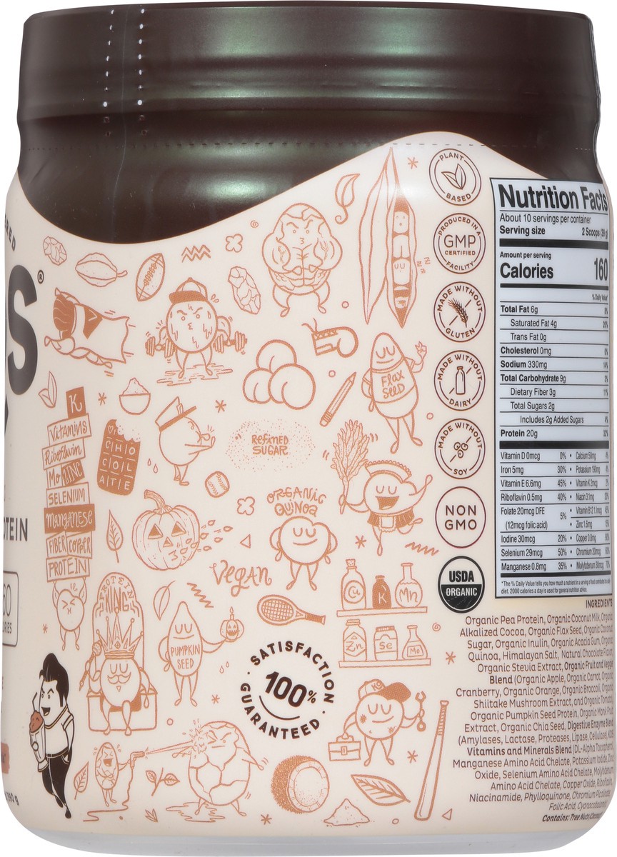 slide 8 of 9, KOS Organic Chocolate Flavored Plant Protein 13.75 oz, 13.75 oz