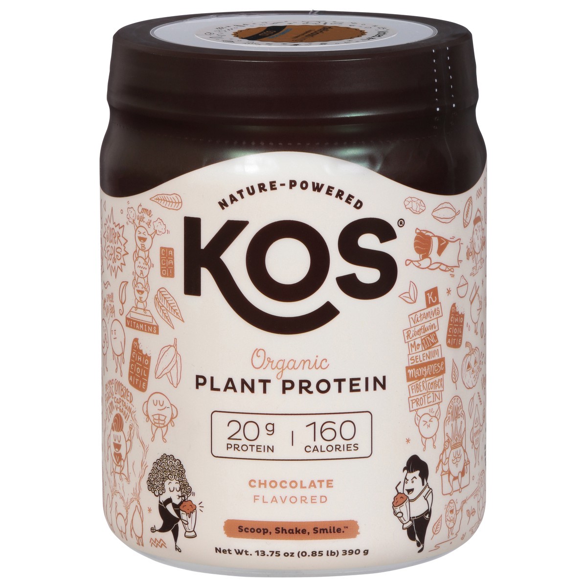 slide 1 of 9, KOS Organic Chocolate Flavored Plant Protein 13.75 oz, 13.75 oz