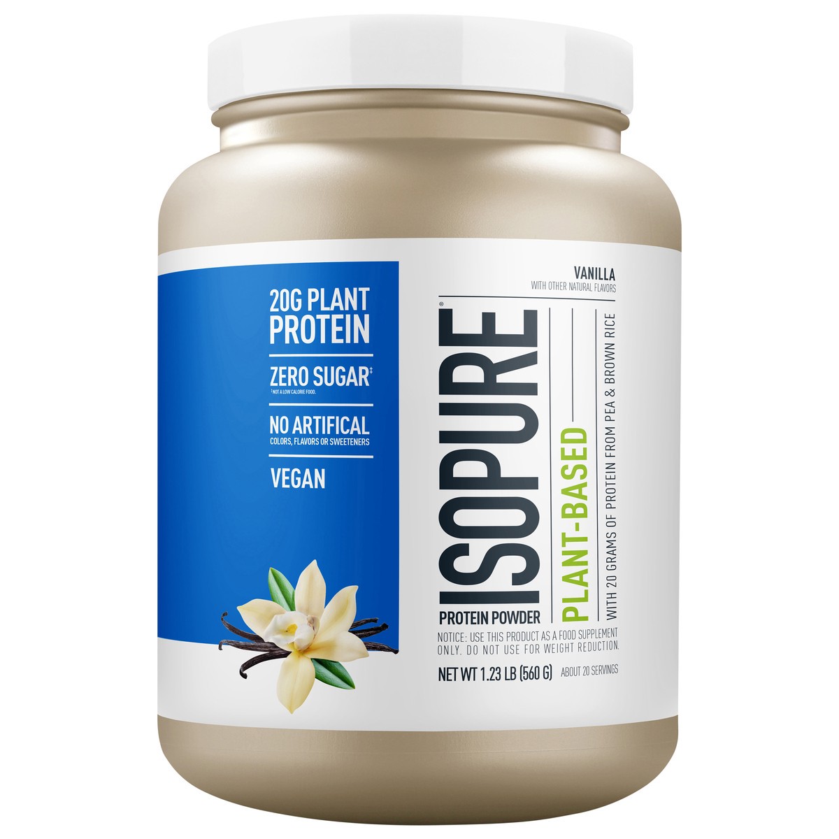 slide 1 of 8, Isopure Plant-Based Vanilla Protein Powder 1.23 lb, 1.23 lb