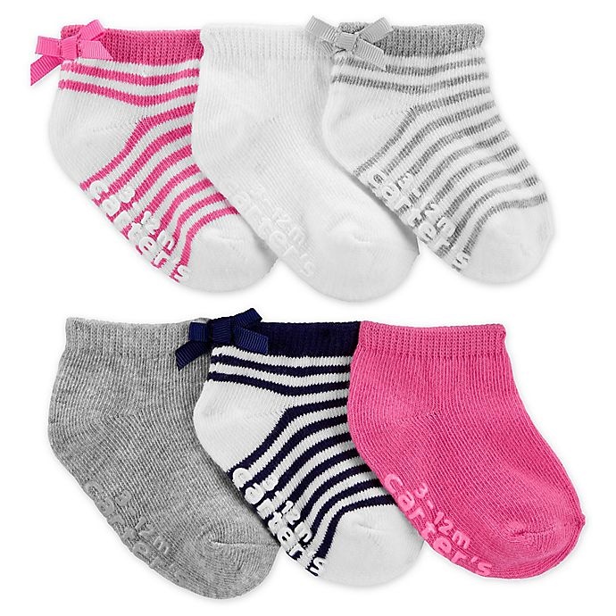 slide 1 of 1, carters carter's Size Striped/Bow Socks, 6 ct 0 ct 3m
