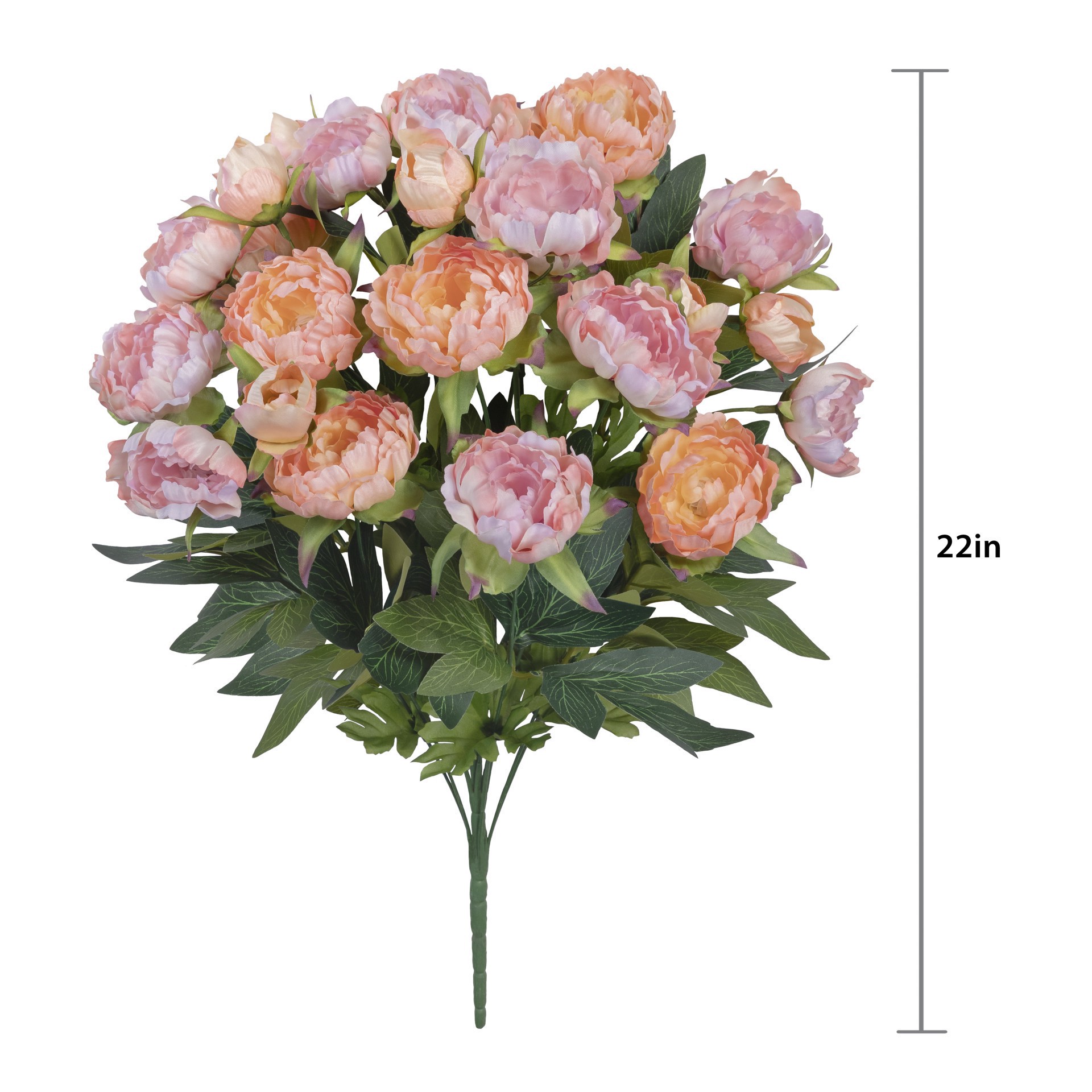 slide 3 of 3, 21" Peach Mix Peony Deluxe Bush By Ashland, 14 in x 14 in x 21 in
