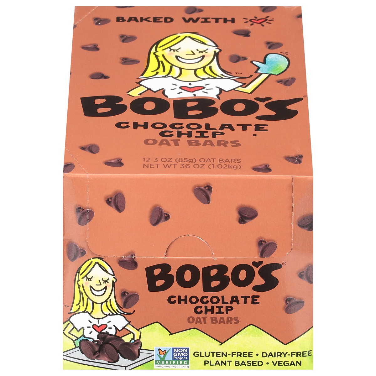 slide 1 of 14, Bobo's Vegan Chocolate Chip Oat Bars 12 - 3 oz, 12 ct