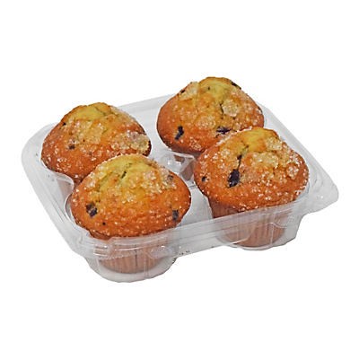 slide 1 of 1, H-E-B Blueberry Muffins, 4 ct