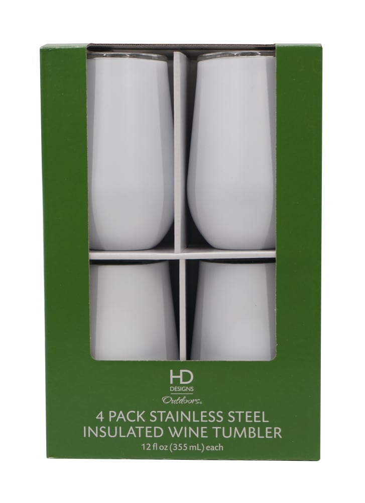 slide 1 of 1, HD Designs Outdoors Thermal Wine Tumblers - 4 Pack - Matte White, 12 fl oz