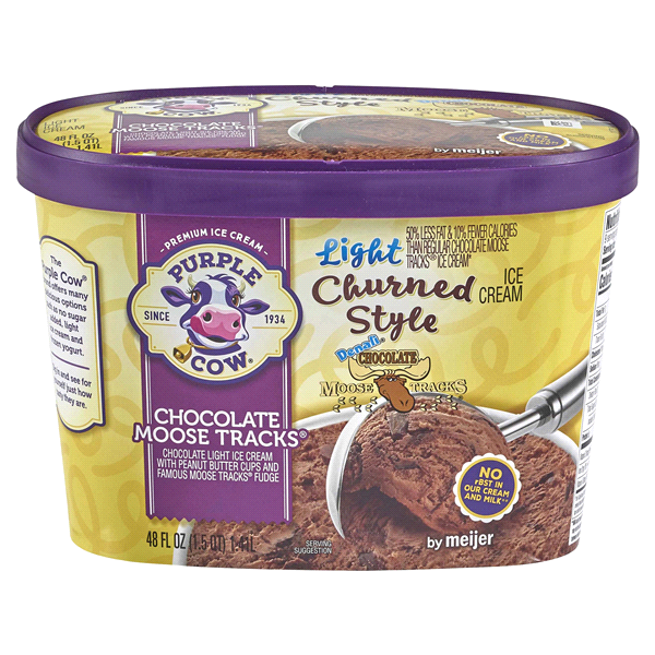 slide 1 of 4, Purple Cow Lightly Churned Chocolate Moose Tracks Ice Cream, 1.5 qt