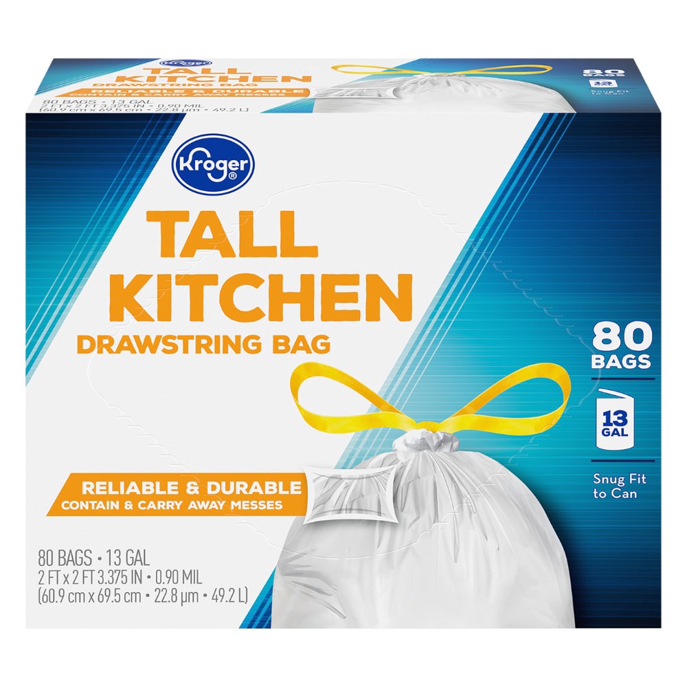 slide 1 of 3, Kroger Tall Kitchen Drawstring Bags, 80 ct