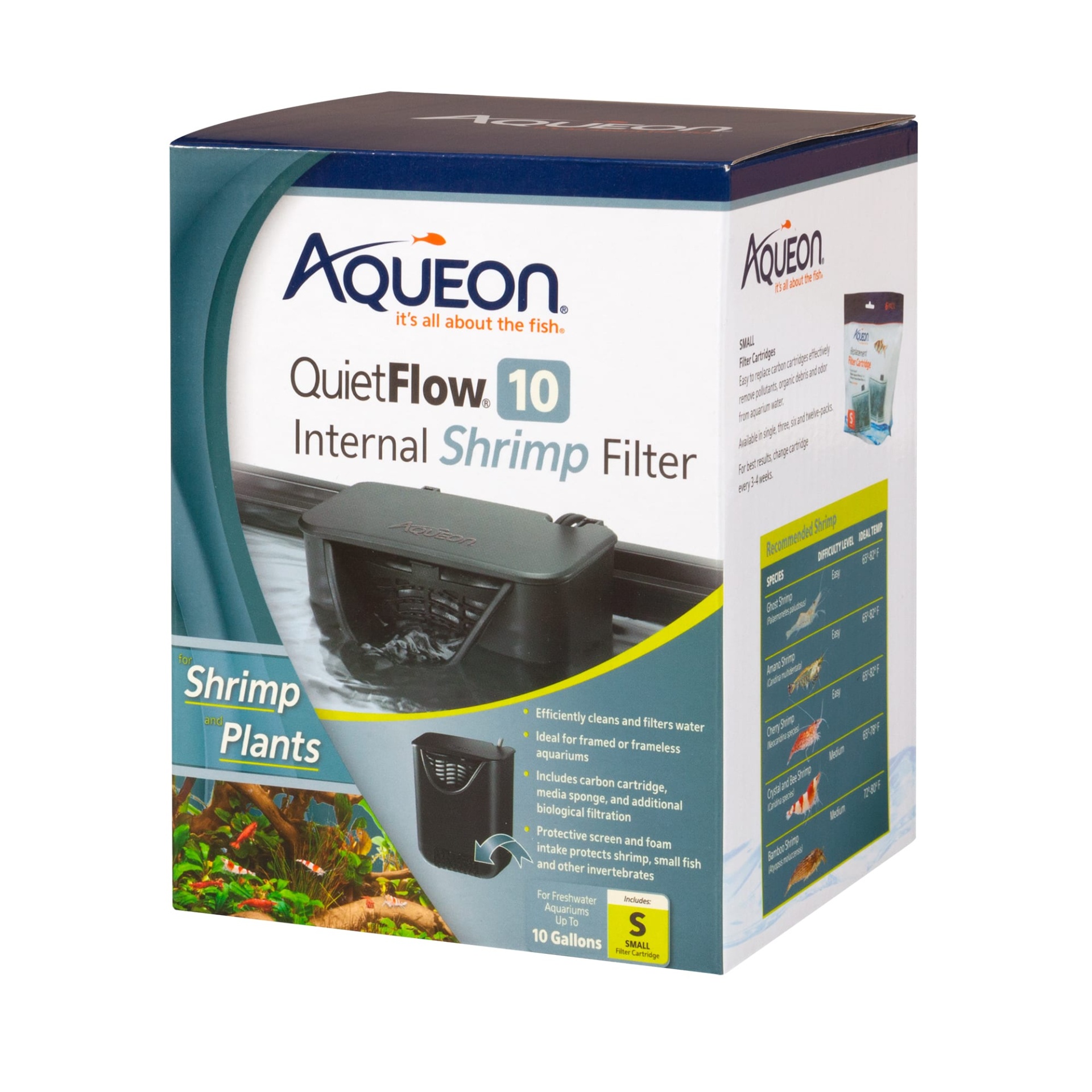 slide 1 of 1, Aqueon QuietFlow 10 Internal Shrimp Filter, 1 ct