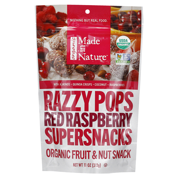 slide 1 of 1, Made in Nature Organic Razzy Pop Red Raspberry Supersnacks, 11 oz