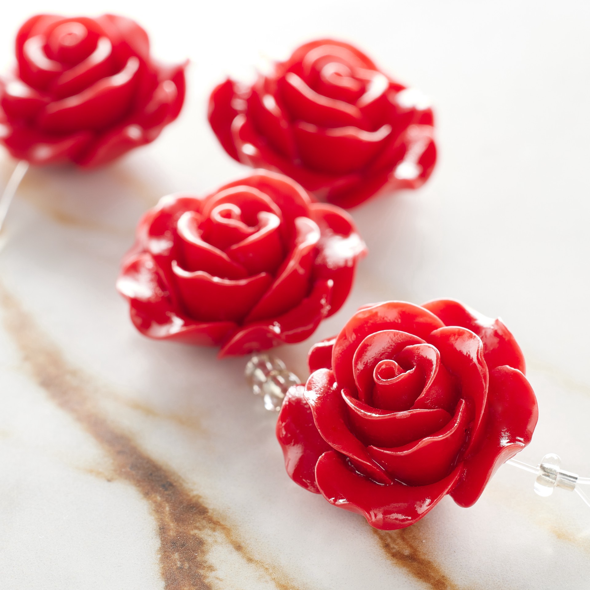 slide 3 of 3, Red Flower Quartzite Beads, 24mm By Bead Landing, 24 mm