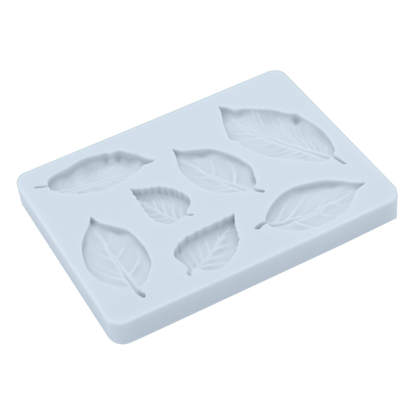 slide 2 of 3, Leaves Silicone Fondant Mold By Makery, 4 in x 3 in