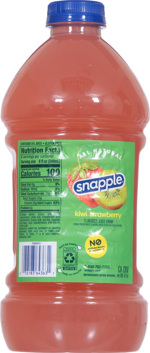 slide 6 of 9, Snapple Kiwi Strawberry Juice Drink, 64 fl oz bottle, 64 fl oz