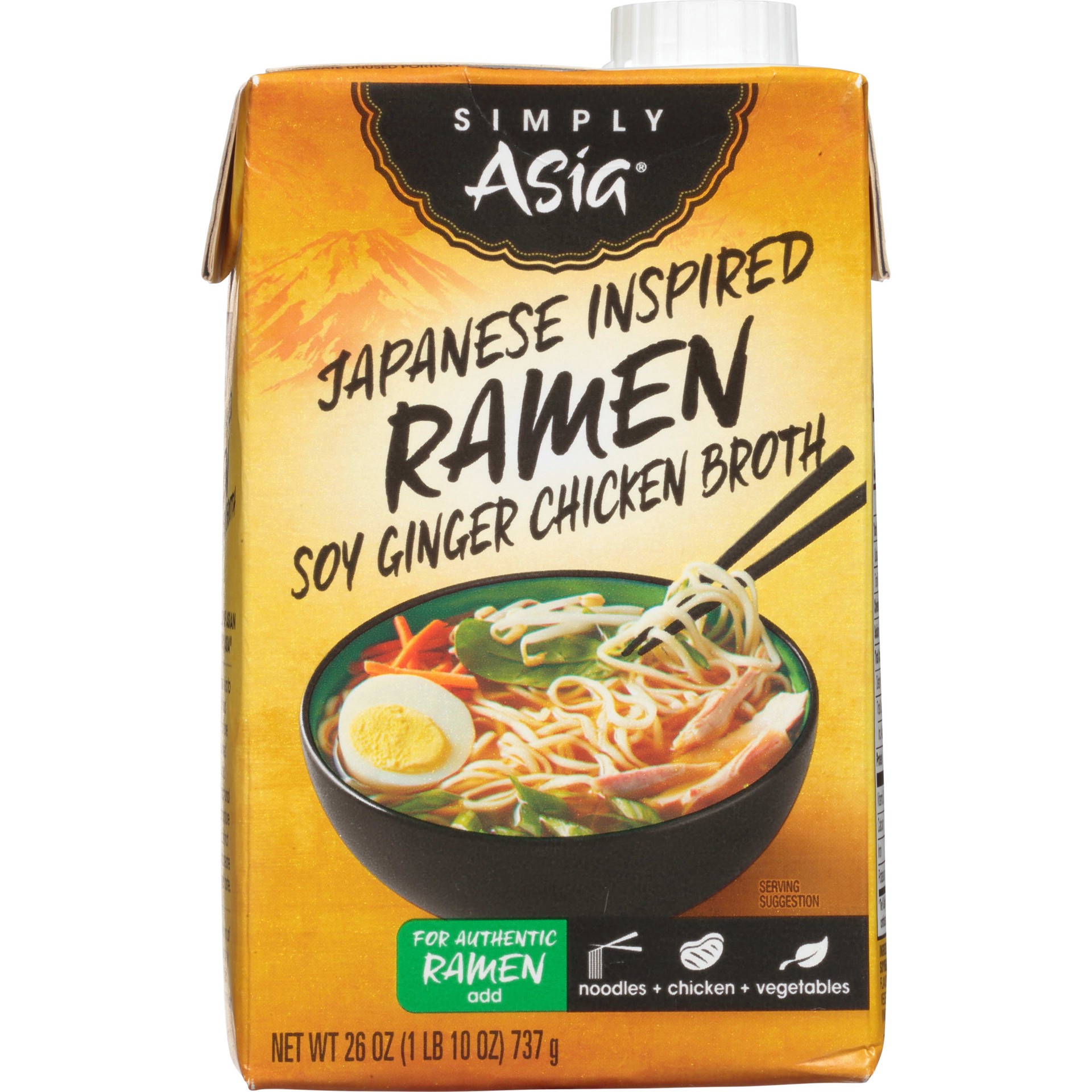 slide 1 of 9, Simply Asia Japanese Inspired Ramen Soy Ginger Chicken Broth, 26 fl oz