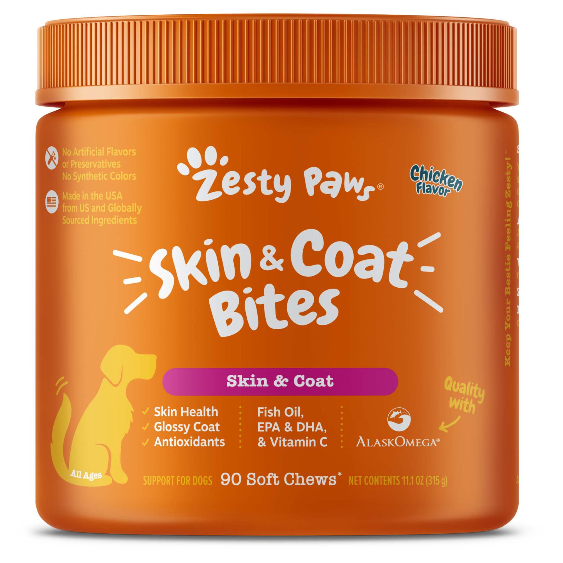 slide 1 of 1, Zesty Paws Omega Bites Dog Supplement - Soft Chews, 90 ct