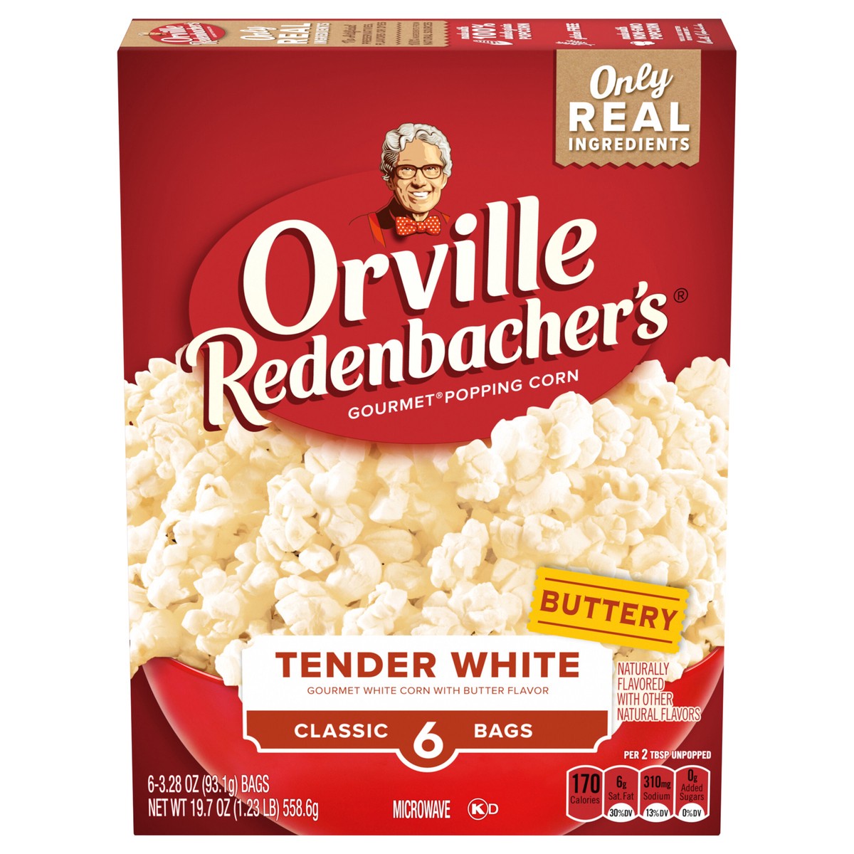 slide 1 of 5, Orville Redenbacher's 6 Classic Bags Tender White Popping Corn 6 ea, 6 ct
