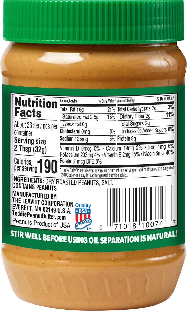 slide 5 of 12, Teddie Natural Smooth Peanut Butter, 26 oz
