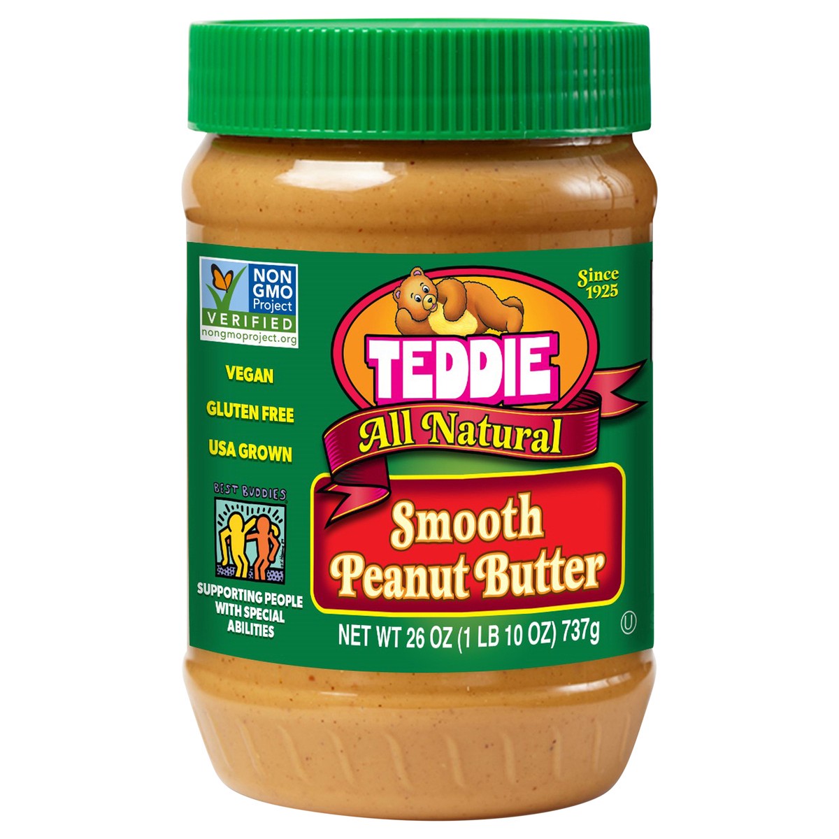 slide 9 of 12, Teddie Natural Smooth Peanut Butter, 26 oz