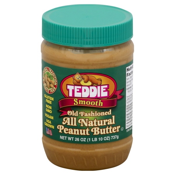 slide 1 of 1, Teddie All Natural Smooth Peanut Butter, 26 oz