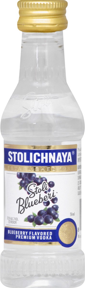 slide 5 of 7, Stolichnaya Blueberi Vodka, 50 ml