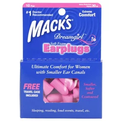 Mack's Dreamgirl Foam Earplugs With Free Travel Case