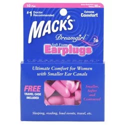 Mack's Dreamgirl Foam Earplugs With Free Travel Case