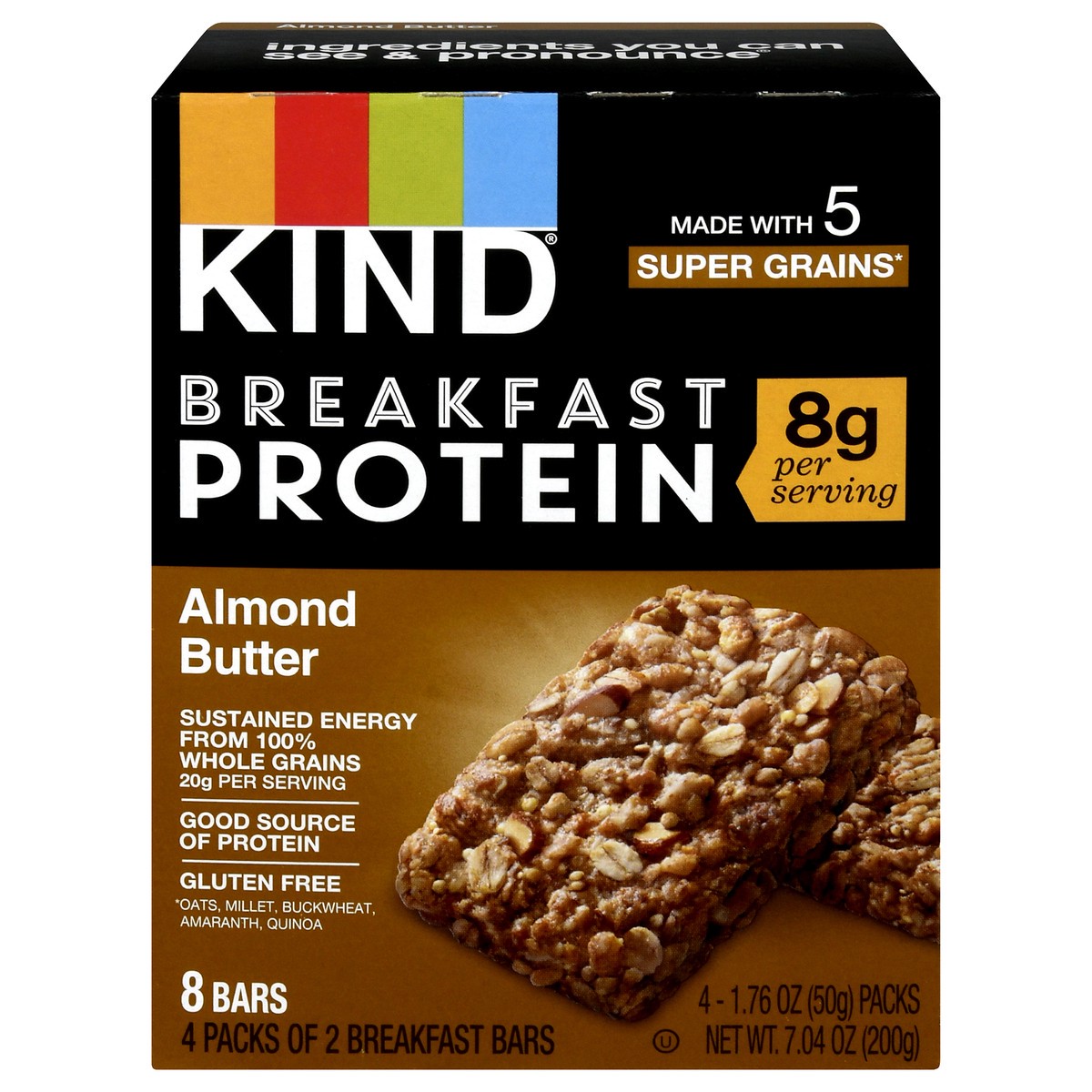 slide 1 of 9, Kind Almond Butter Breakfast Protein Bar 8Ct, 7.04 oz