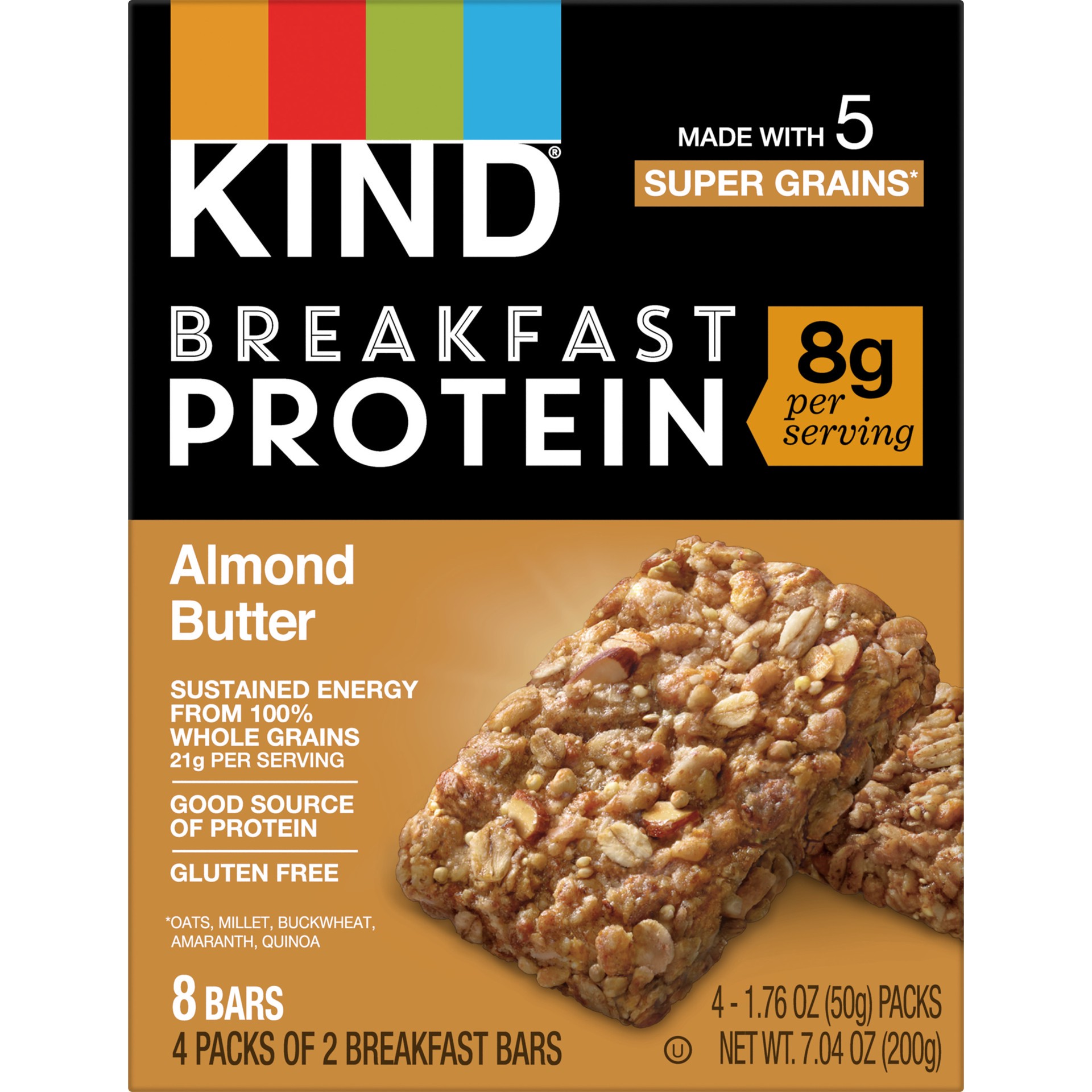 slide 1 of 9, Kind Almond Butter Breakfast Protein Bar 8Ct, 7.04 oz