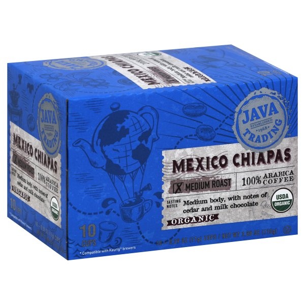 slide 1 of 1, Java Trading Dark Roast 100% Arabica Organic Mexico Chiapas Coffee 10 - 0.39 oz Cups, 10 ct