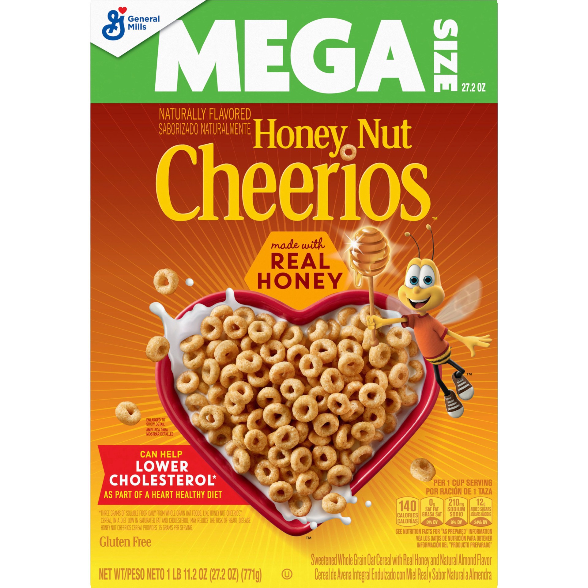 slide 1 of 1, General Mills Honey Nut Cheerios Cereal, 27.2 oz