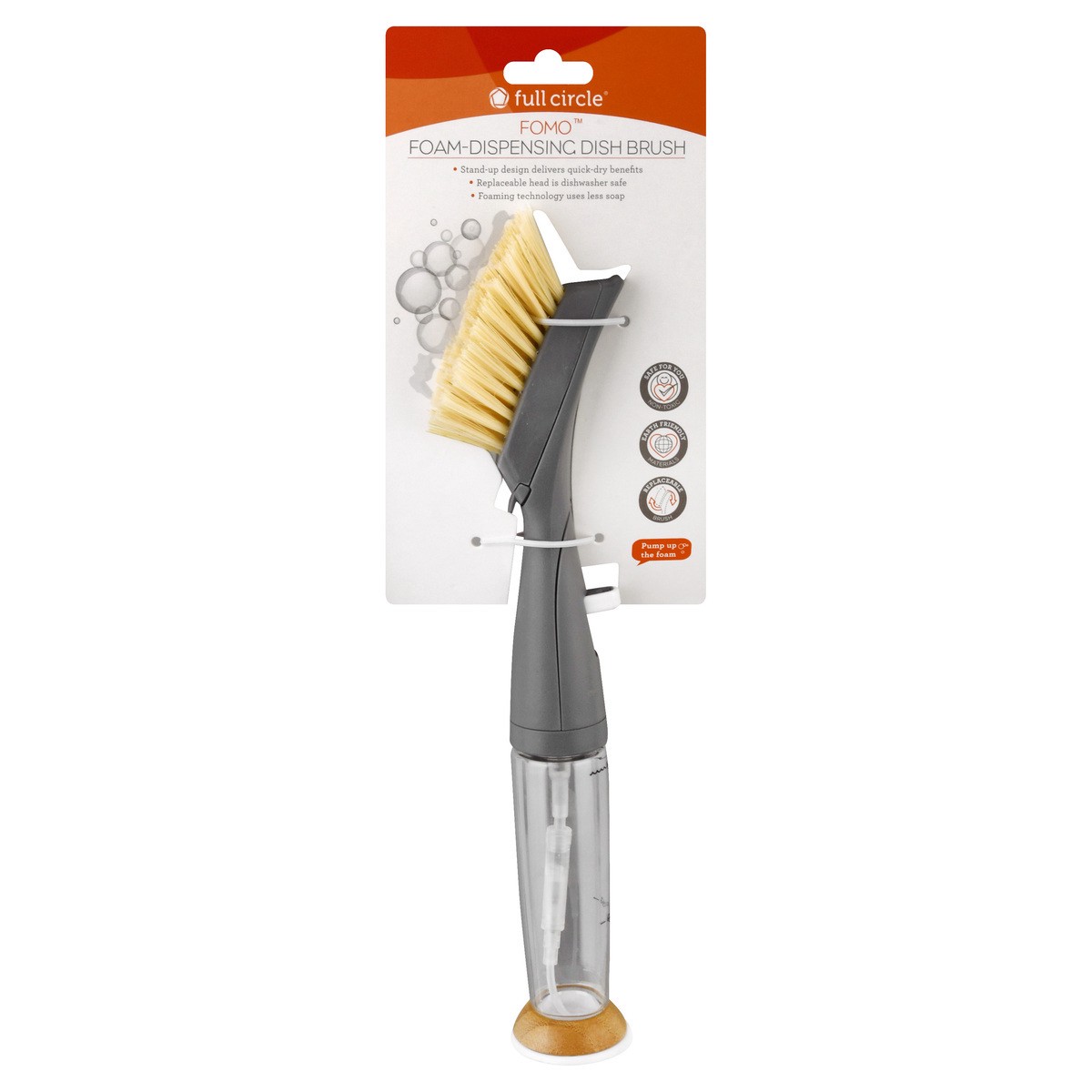 slide 1 of 9, Full Circle Dish Brush, Foam-Dispensing, 1 ct