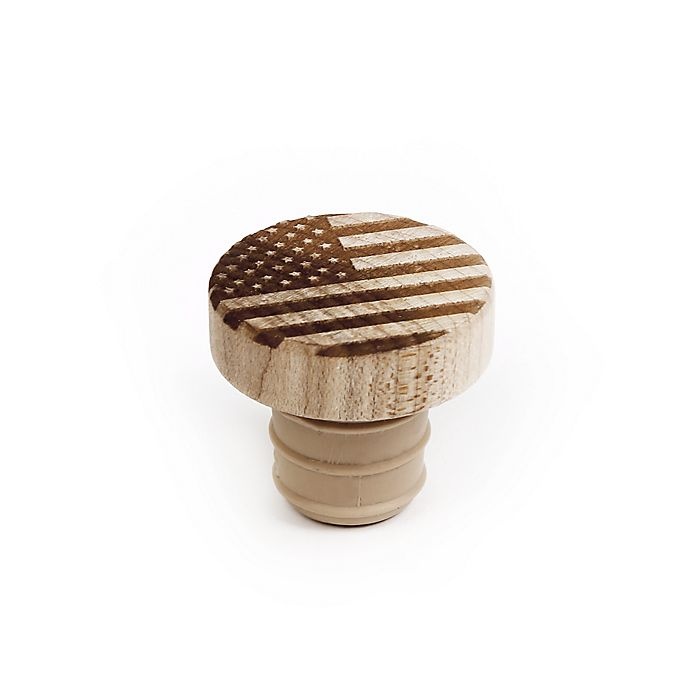 slide 1 of 3, Americana Engraved Flag Wine Stopper - Wood, 1 ct