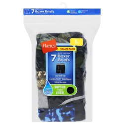 Hanes Boys Tagless Boxer Briefs Large 12-14 Value Pack 7 ea